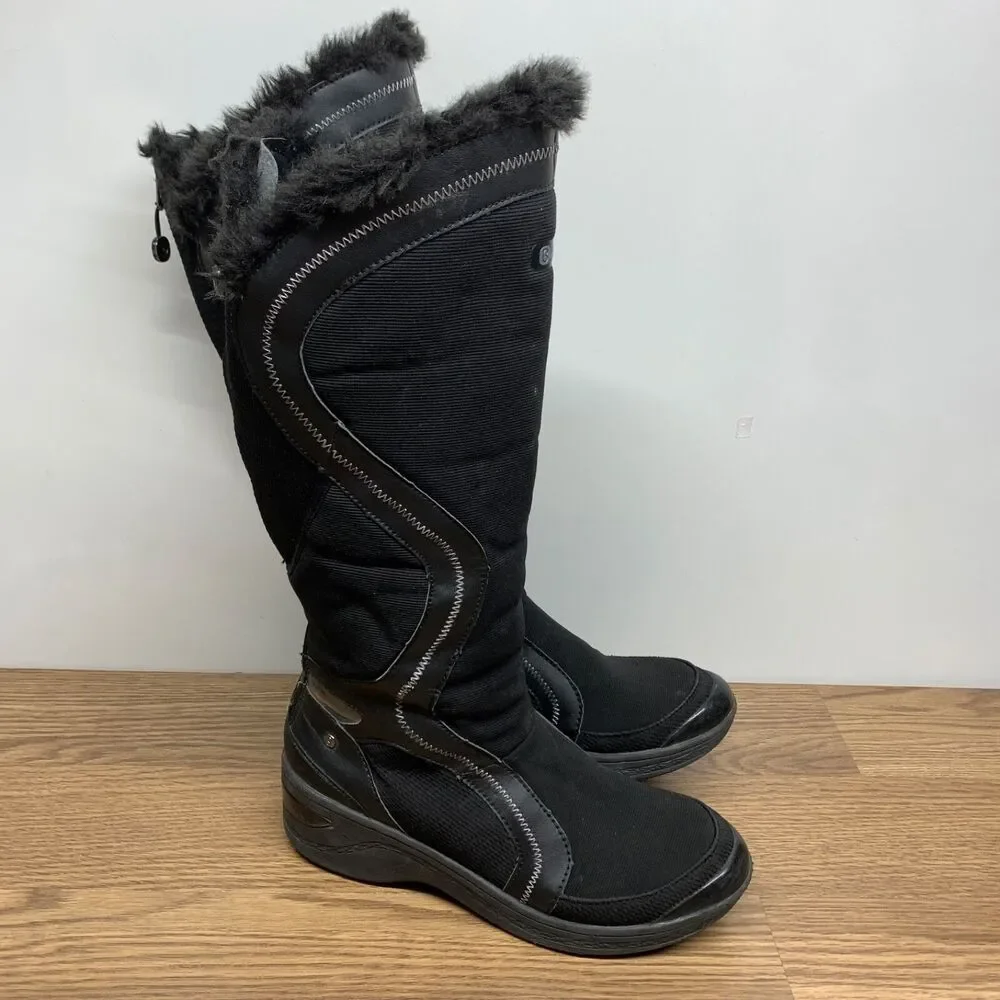 BZees black Ladies Knee High Boots Size 9 M Faux‎ Fur Decadent Low Wedge